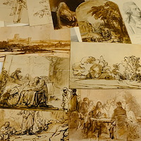 Rembrandt van Rijn, P. Gavarni, T. Lawrence, J. M. Whistler, L. Carracio, A. Deveria, E. J. Pigal a další