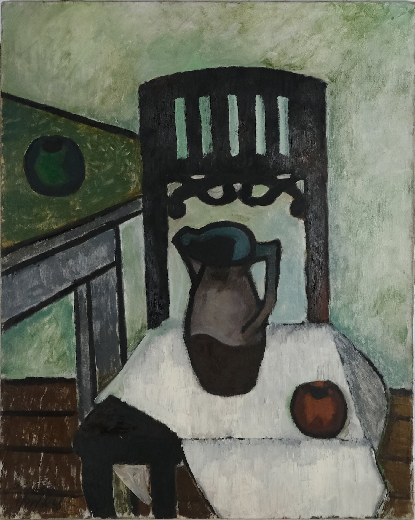Jan Havlík - Zátiší s černou židlí (džbánem a jablky)