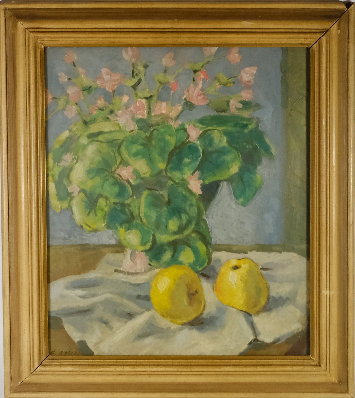 Čeněk Dobiáš - Zátiší s květinou a jablky