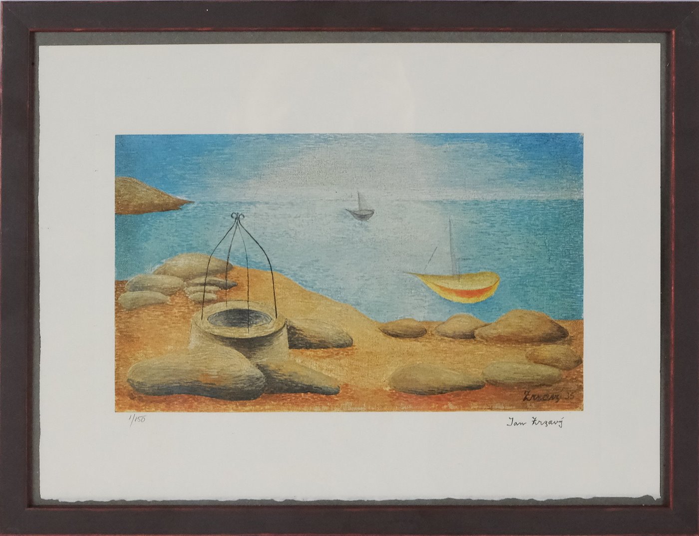 Jan Zrzavý - Coast with a Well and a Little Boat