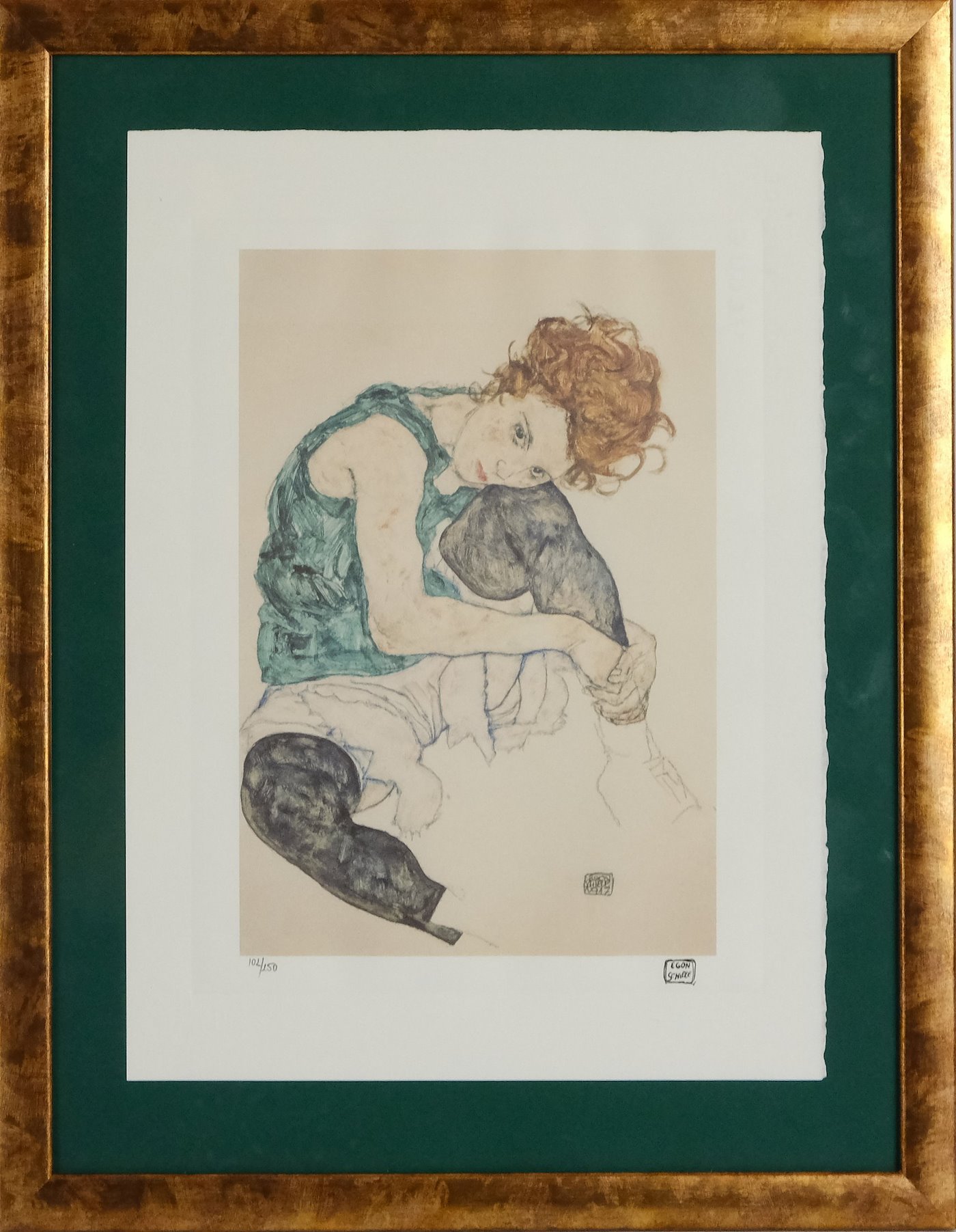 Egon Schiele - Sitzende Frau mit angezogenem Knie (Adele Herms)