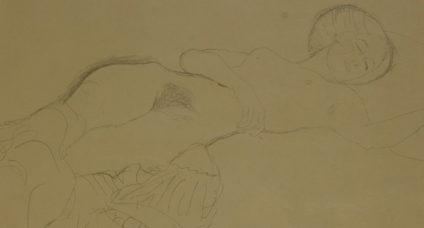 Gustav Klimt - Ležící akt