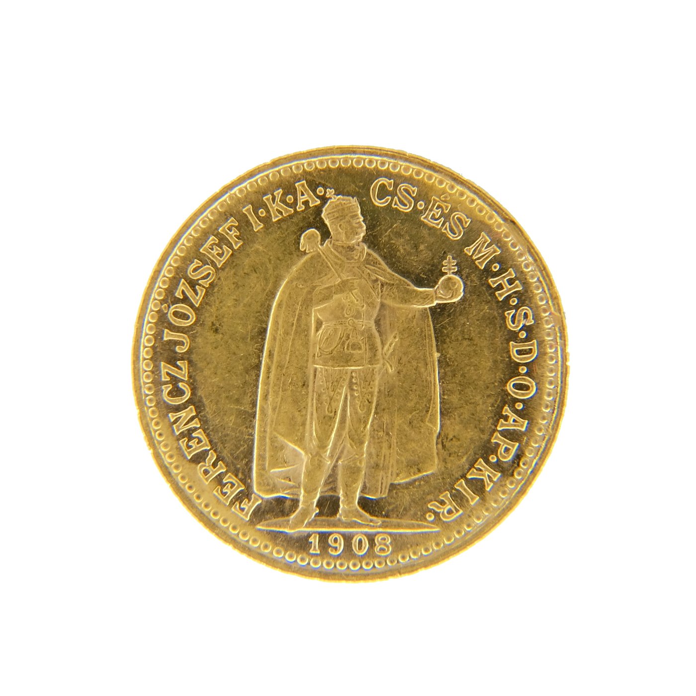 .. - Rakousko Uhersko zlatá 10 Koruna 1908 K.B. uherská, zlato 900/1000, hrubá hmotnost mince 3,387g.