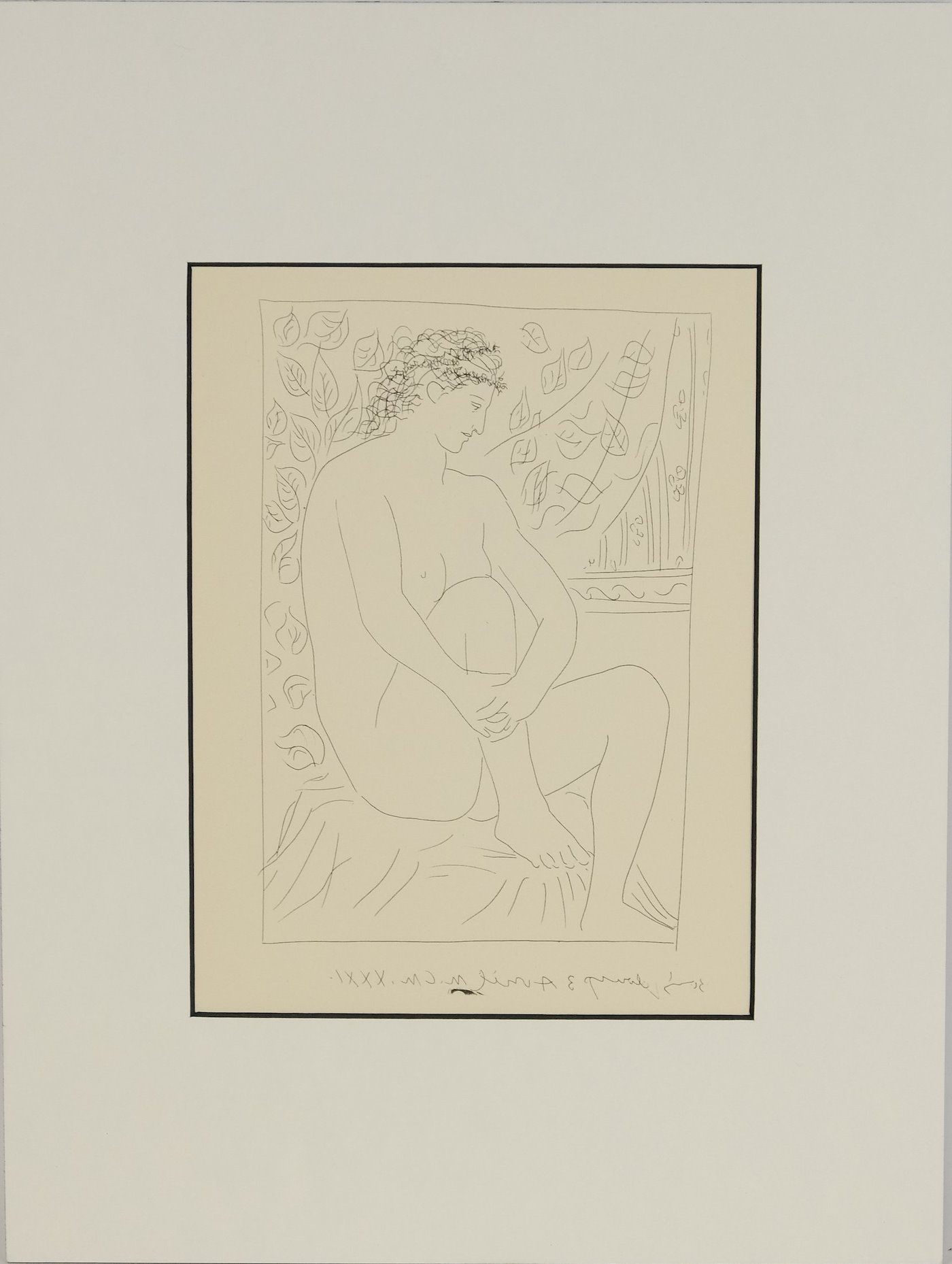 Pablo Picasso - Femme nue assise devant un Rideau