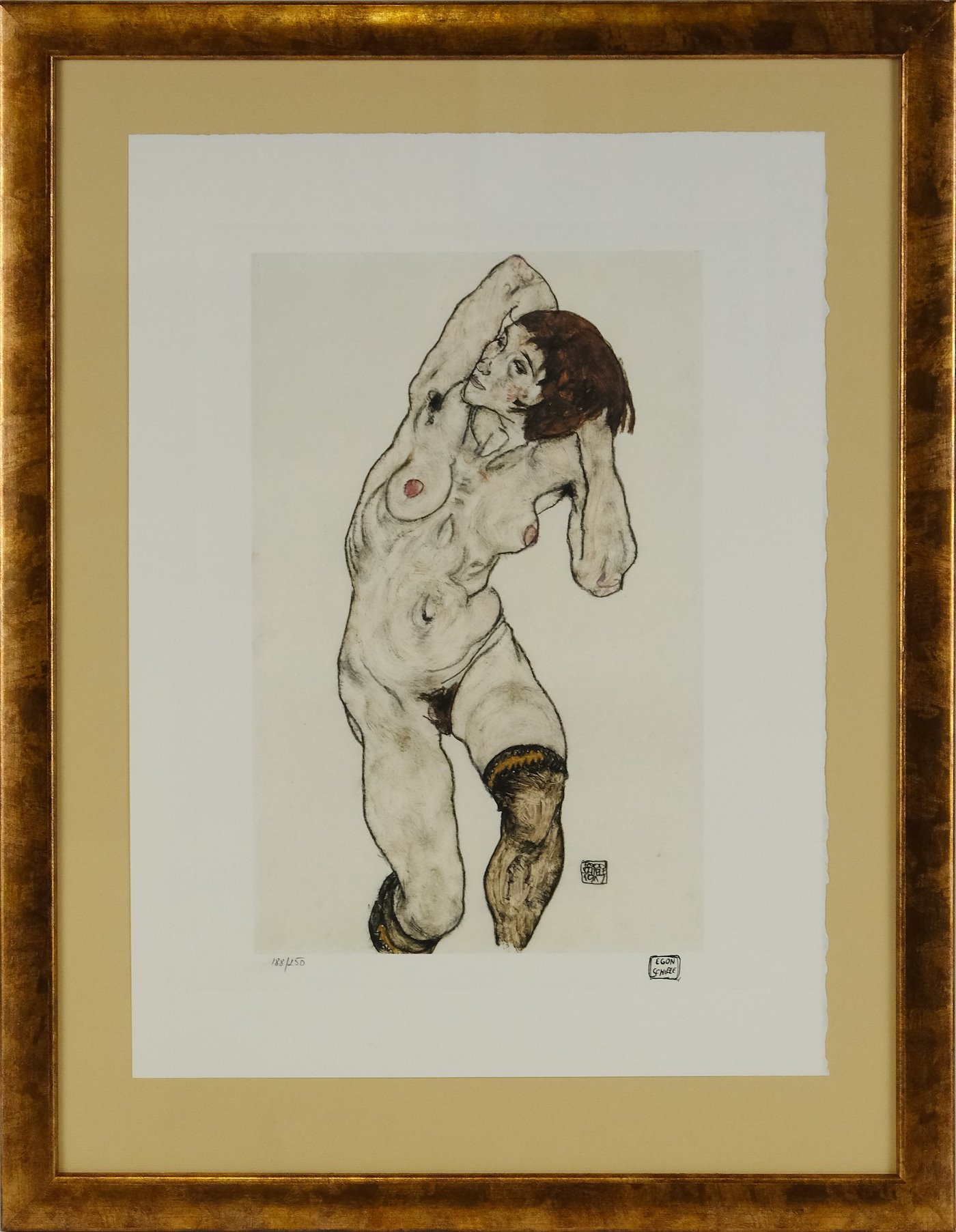Egon Schiele - Female Nude with Black Stockings