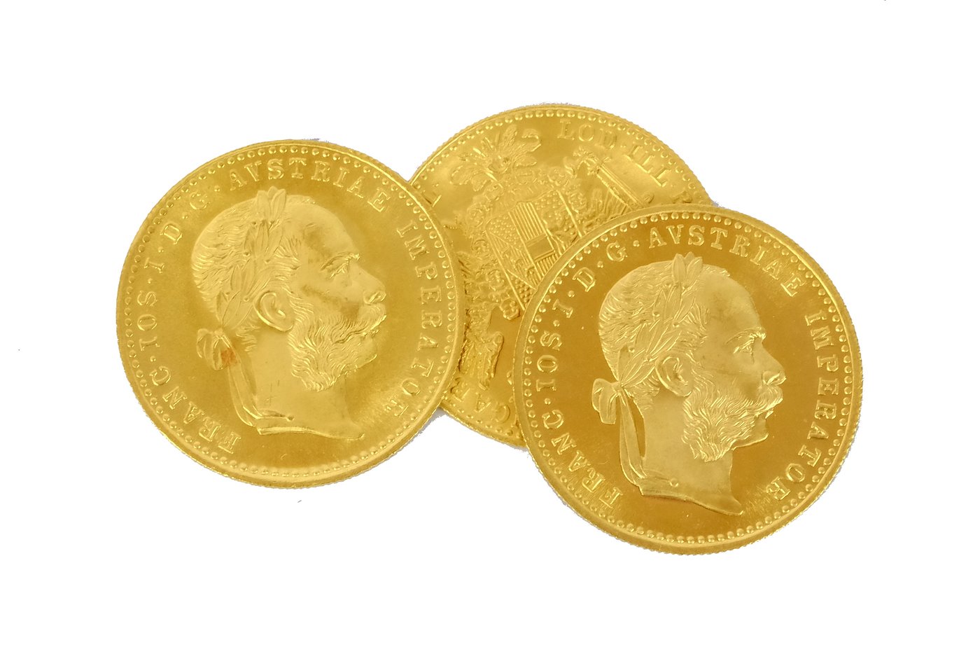 .. - Rakousko Uhersko zlatý 1 dukát 1915 pokračující ražba !!! 3 KUSY!!!, zlato 986/1000, hrubá hmotnost 3,491g