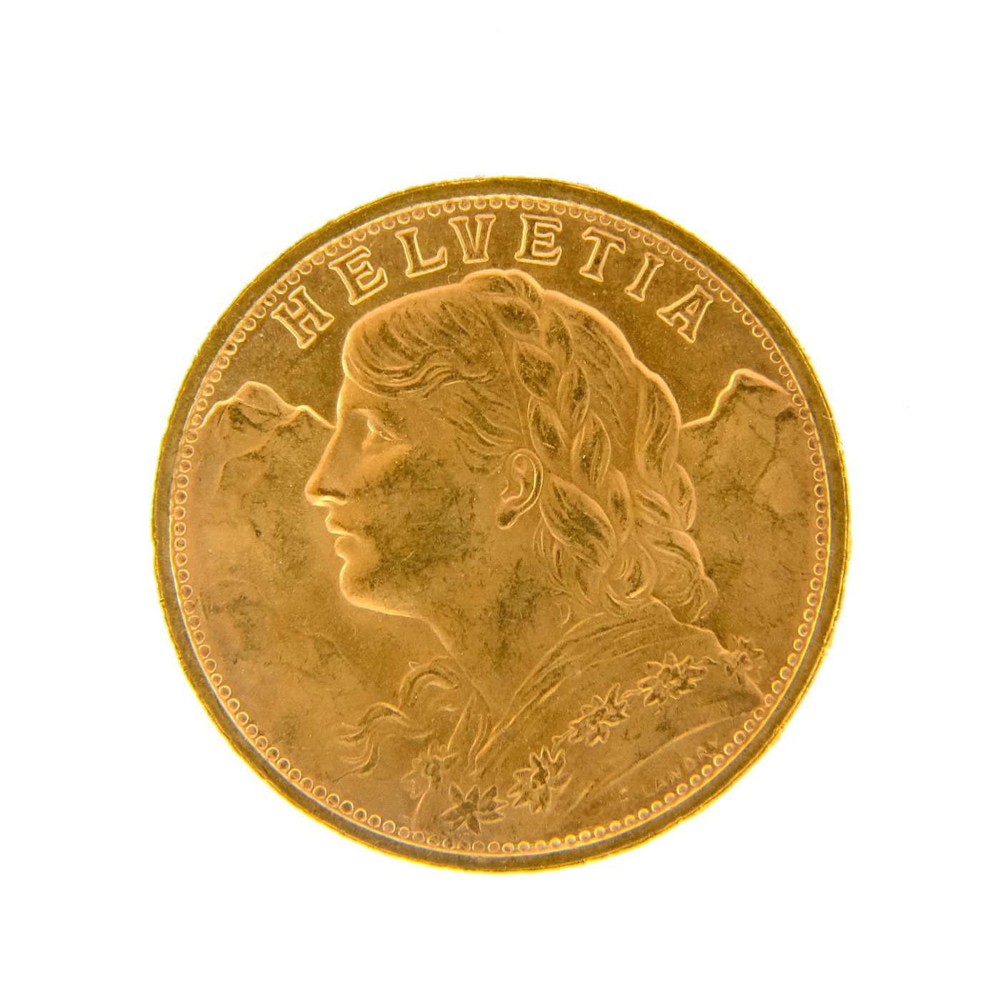 .. - Švýcarsko zlatý 20 frank VRENELI 1927, zlato 900/1000, hrubá hmotnost 6,5g