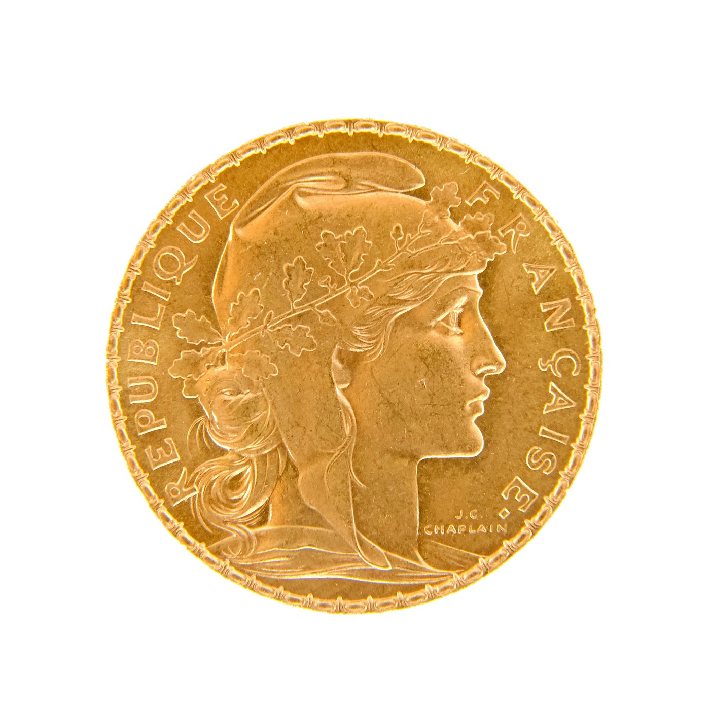 .. - Francie zlatý 20 frank ROOSTER 1913, zlato 900/1000, hrubá hmotnost 6,44g