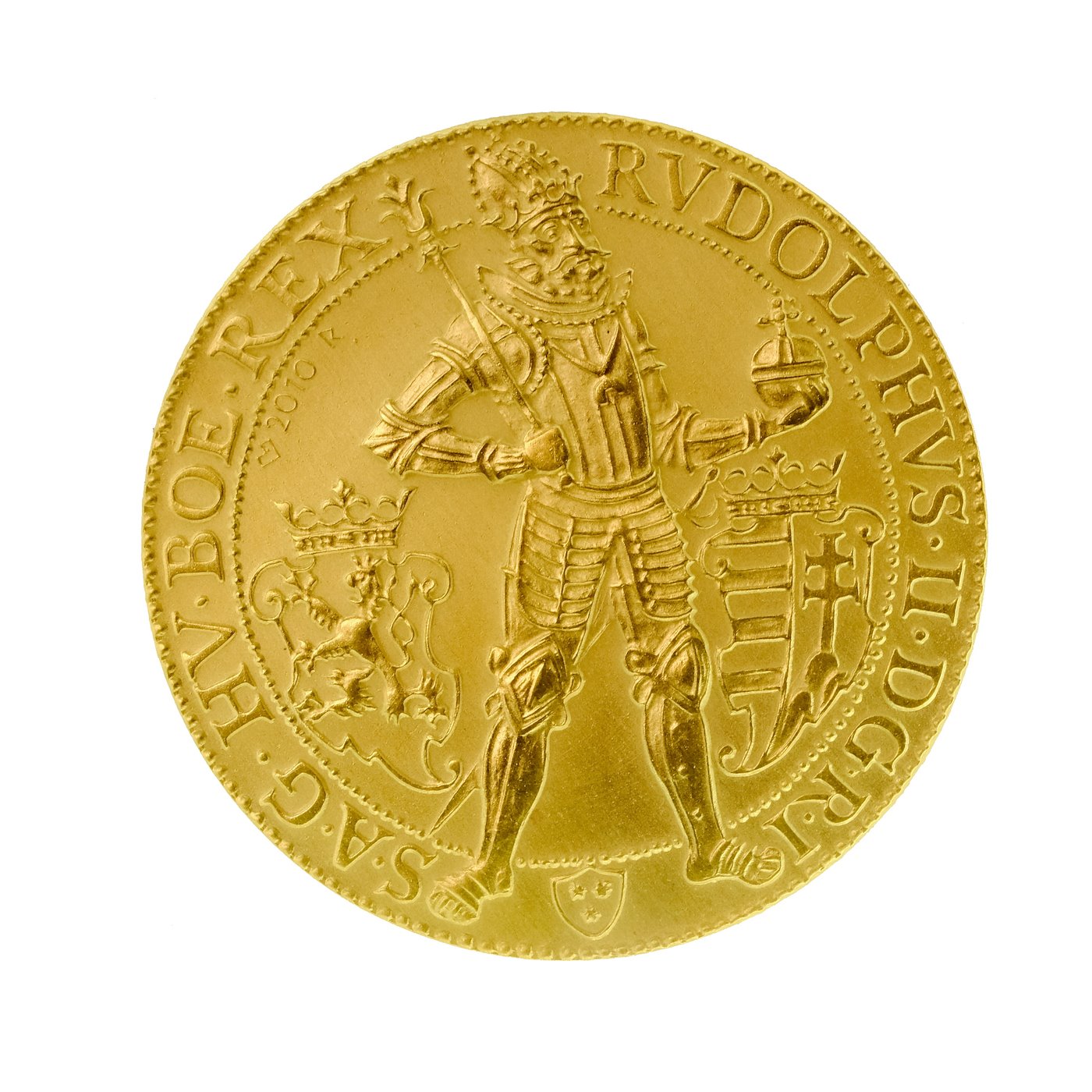 .. - Zlatý 5.ti dukát RUDOLFA II. 1603 ražba 2022, zlato 999/1000, hrubá hmotnost 17,45 g