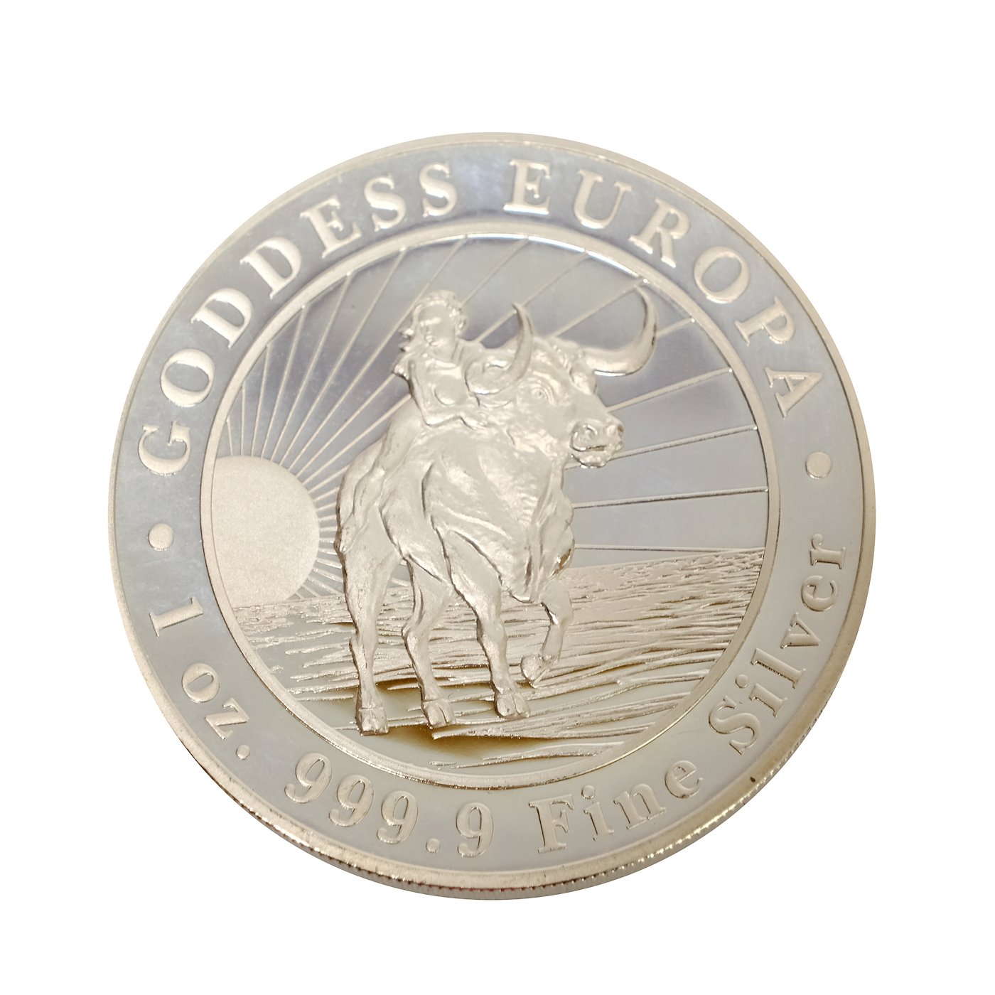 .. - Stříbrná 1 unce GODDESS EUROPA Panna a býk 2022 Tokelau, stříbro 999/1000, hrubá hmotnost 31,1 g