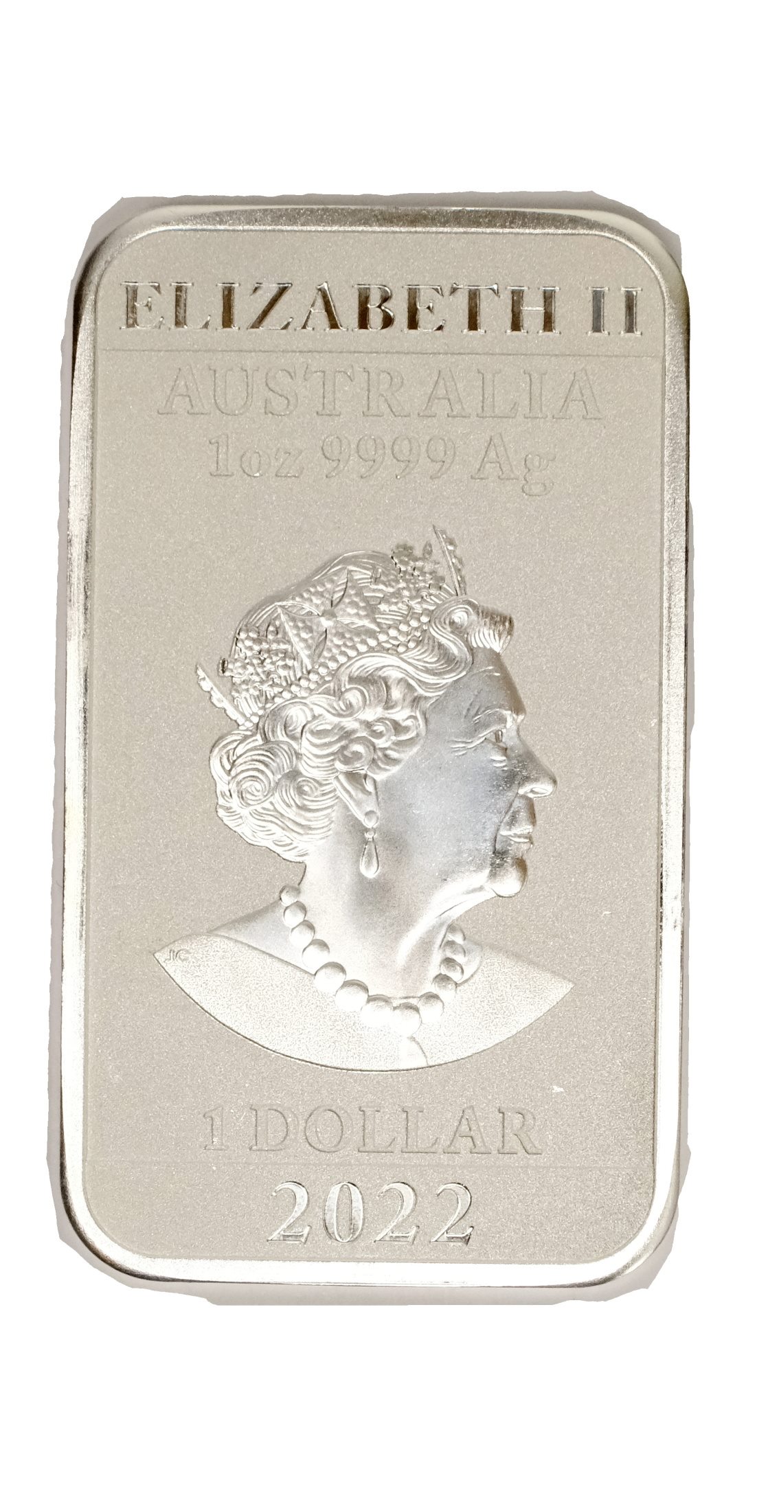.. - Stříbro AUSTRÁLIE 1 unce DRAK Rectangle 2022 Královna Alžbeta II., stříbro 999/1000, hrubá hmotnost 31,1g