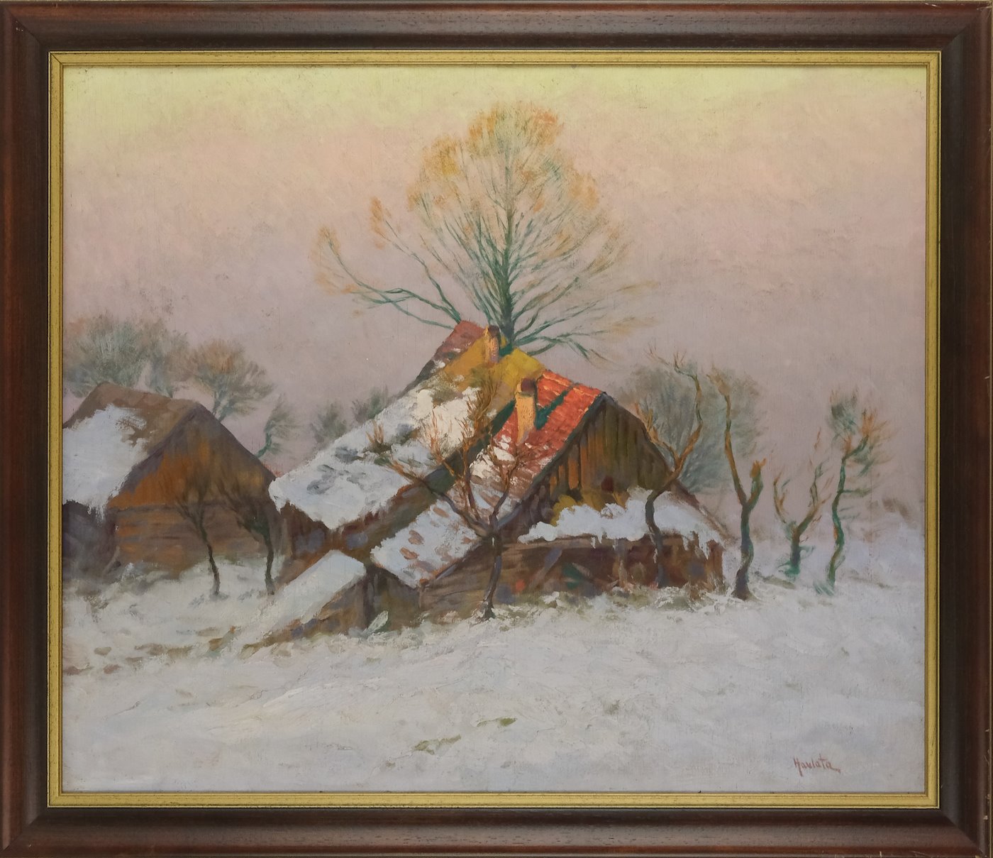 Karel Havlata - Zimní den u chalup