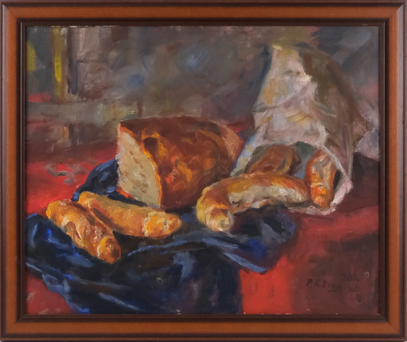 František Roman Dragoun - Zátiší s chlebem a rohlíky