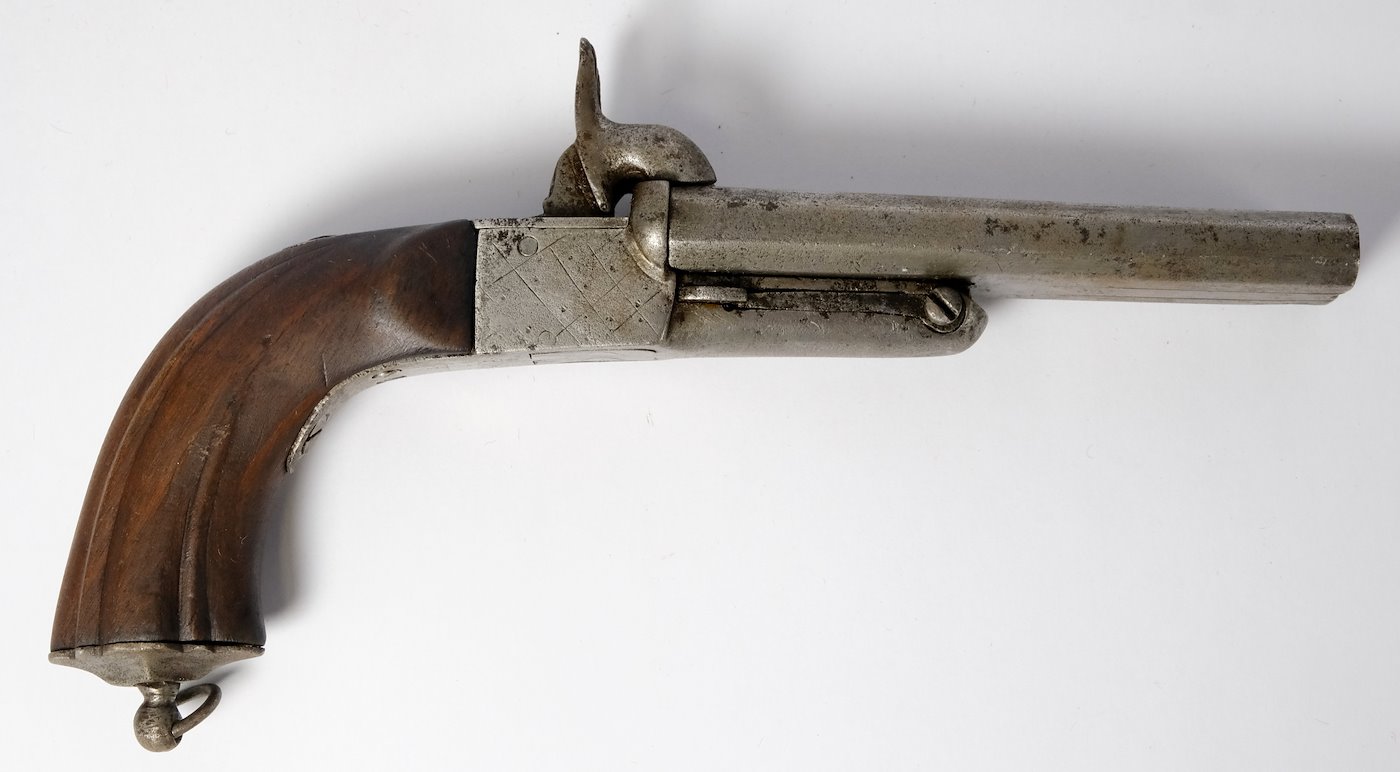 Domingo Alberdi Eibar - Dvojhlavňová perkusní pistole, výrobce Domingo Alberdi Eibar