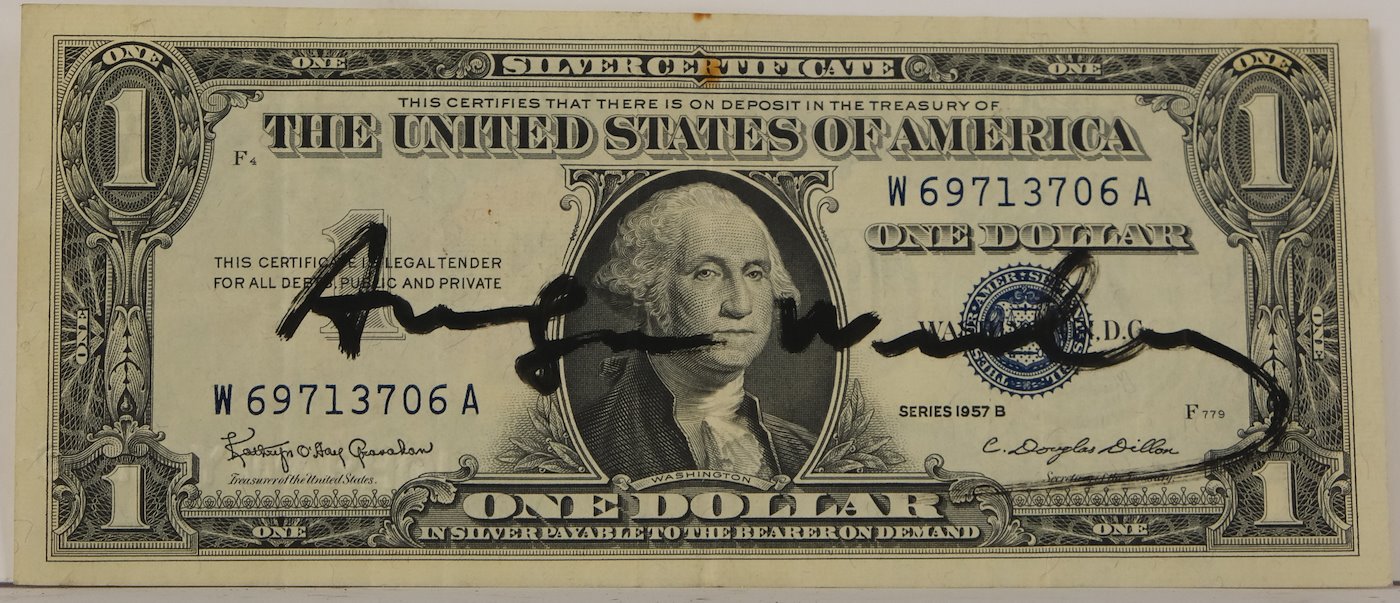 Andy Warhol - Dollar podepsaný Andy Warholem