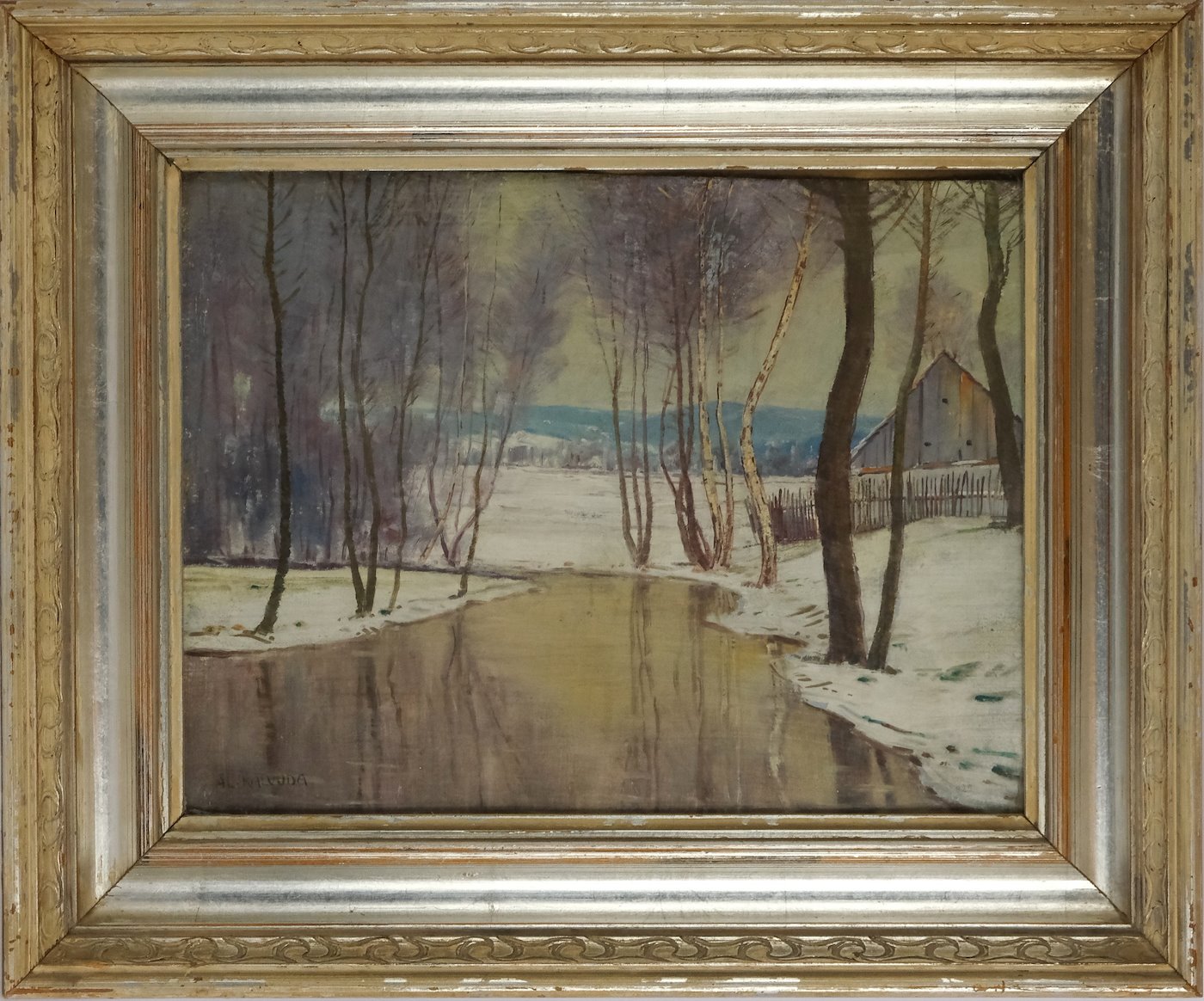 Alois Kalvoda - Břízky u zimní řeky