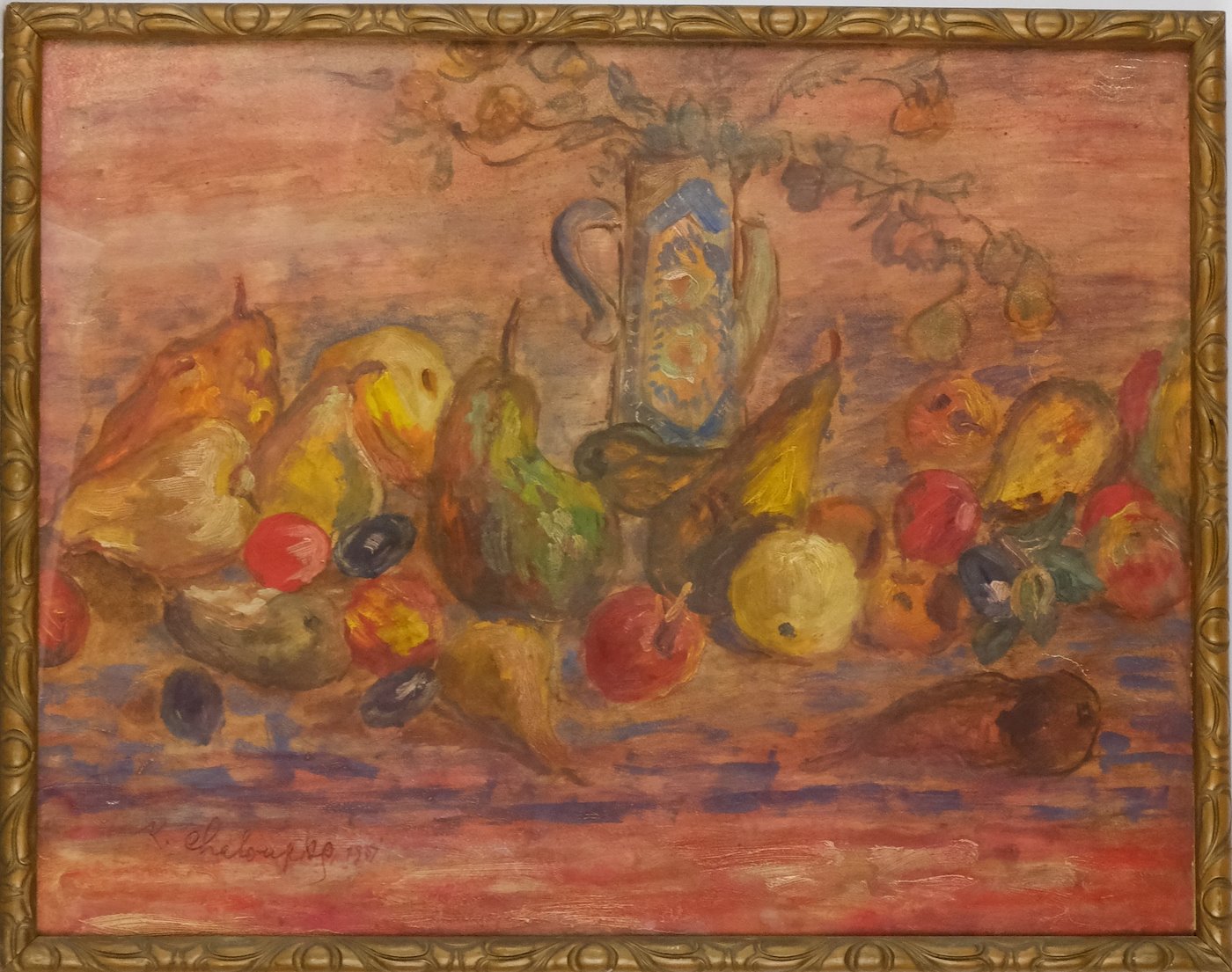 Karel Chaloupka - Zátiší s ovocem a malovanou vázou