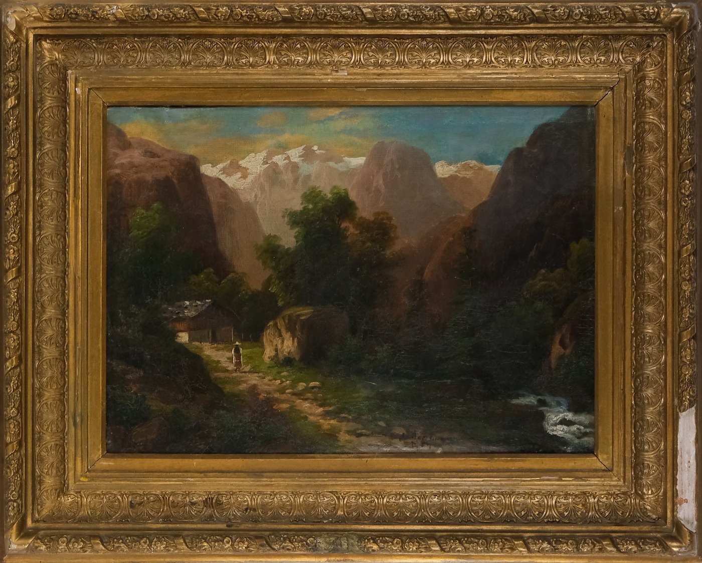středoevropský malíř 19. století - Cesta v horách