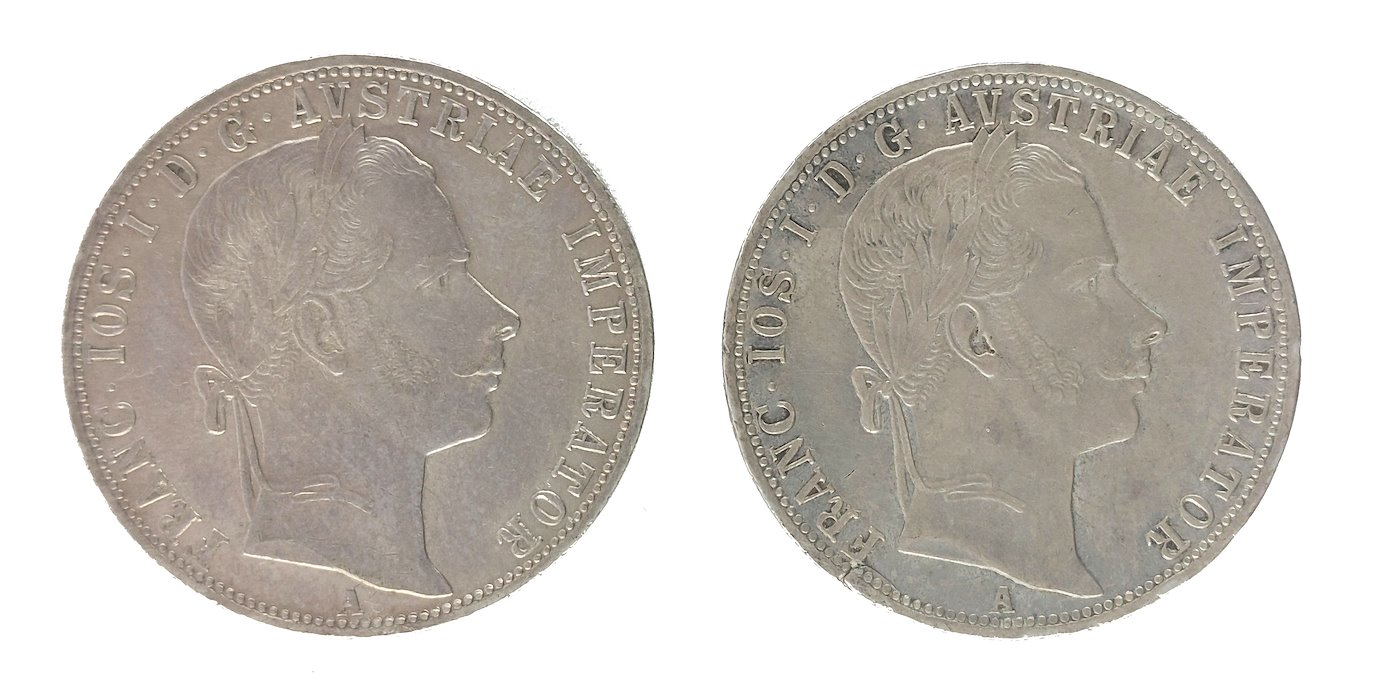 .. - Stříbro Rakousko Uhersko 1 zlatník 1860-1 A 2 kusy