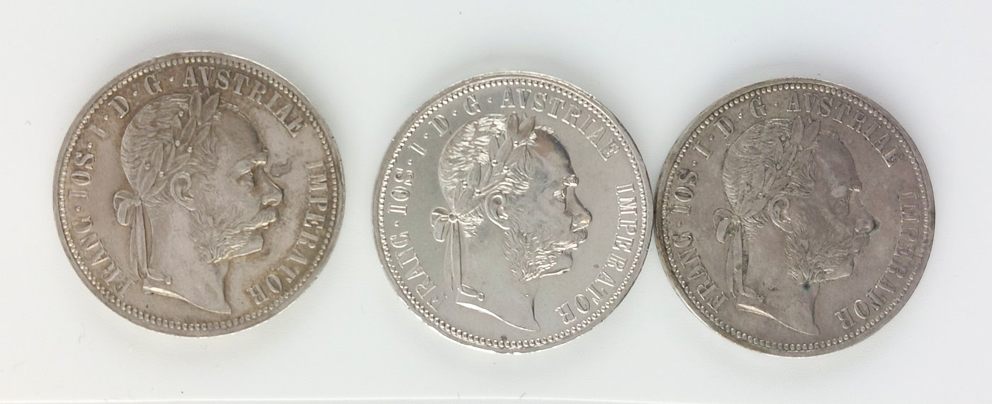 .. - Stříbro Rakousko Uhersko 1 zlatník 1878,9,80 3 kusy