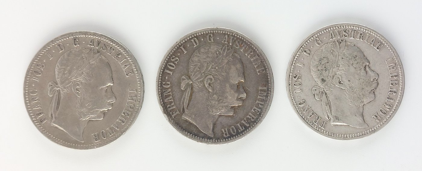 .. - Stříbro Rakousko Uhersko 1 zlatník 1890,1,2 3 kusy