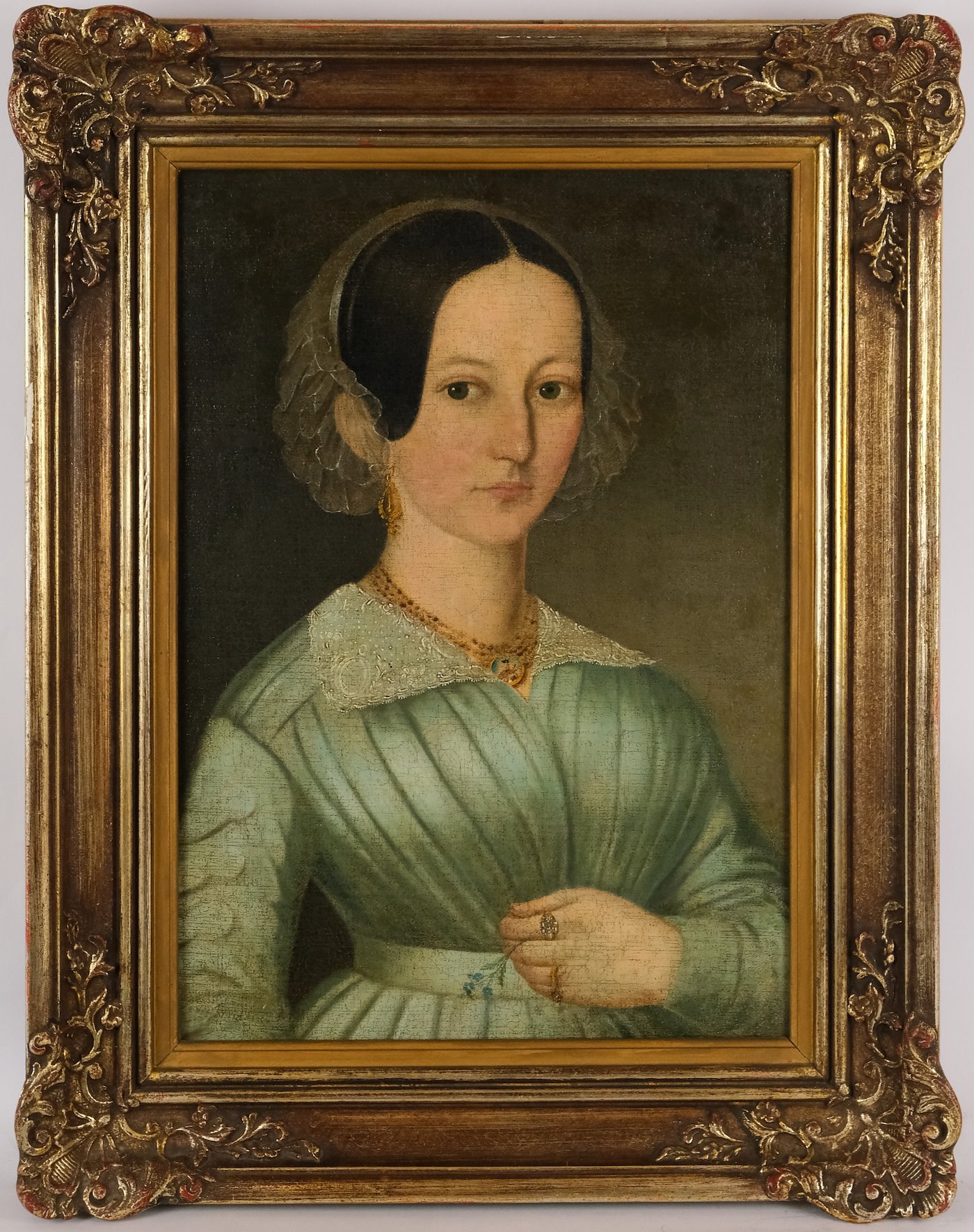 středoevropský malíř 1. třetiny 19. století - Dívka s medailonkem