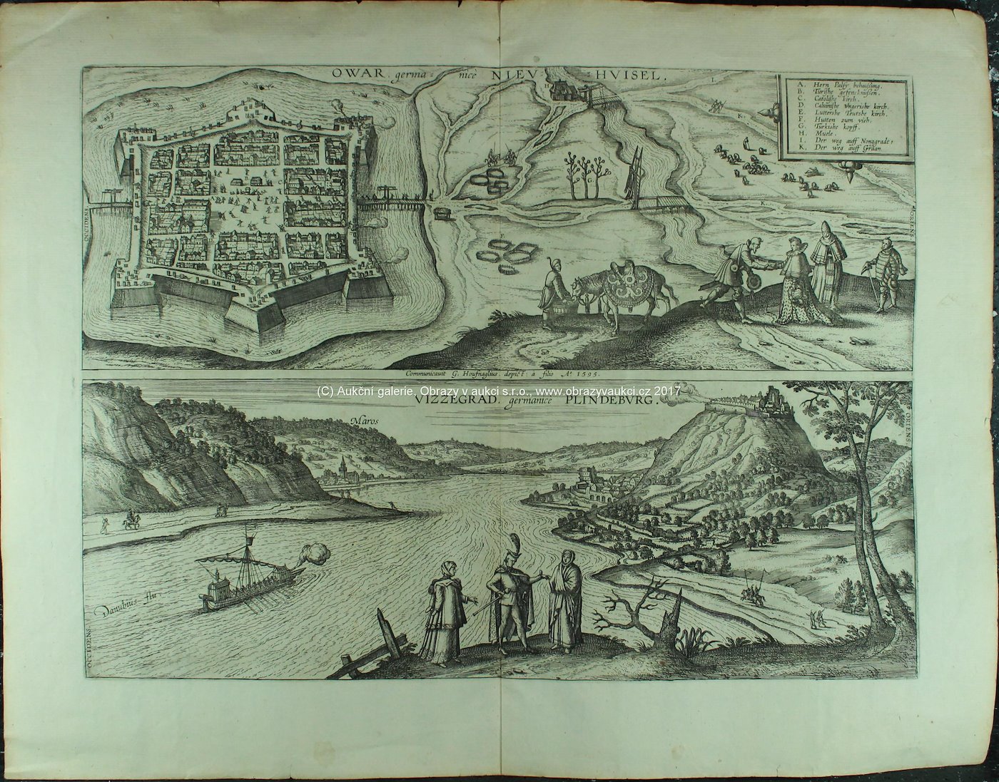 G. Houfnaglius - Města Owar a Vyšegrad - mapa