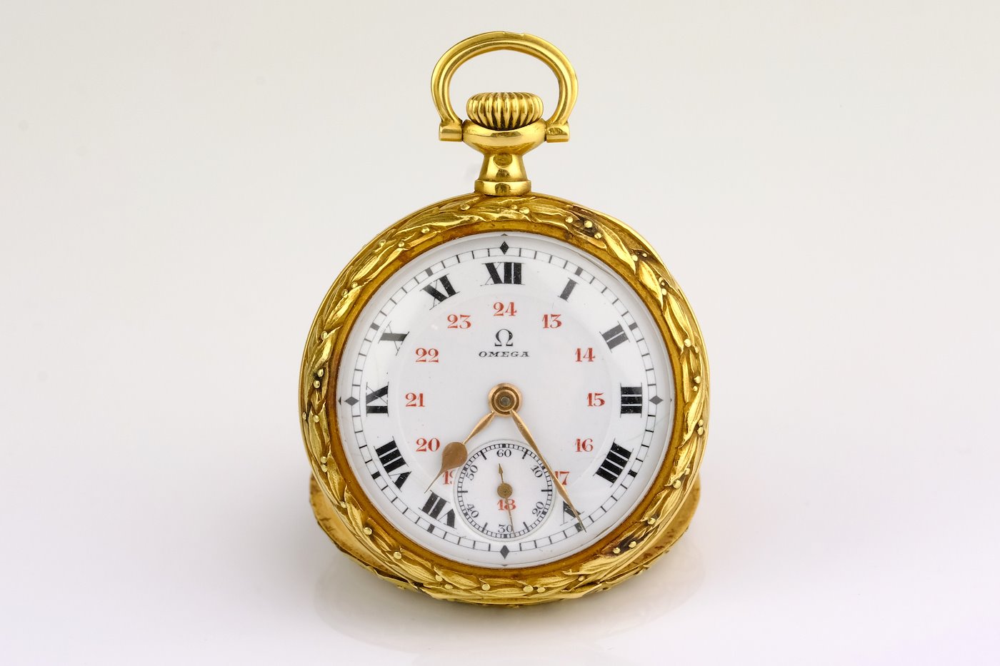 Omega - Dámské dvouplášťové kapesní hodinky, zlato 750/1000, hrubá hmotnost 25,50 g 