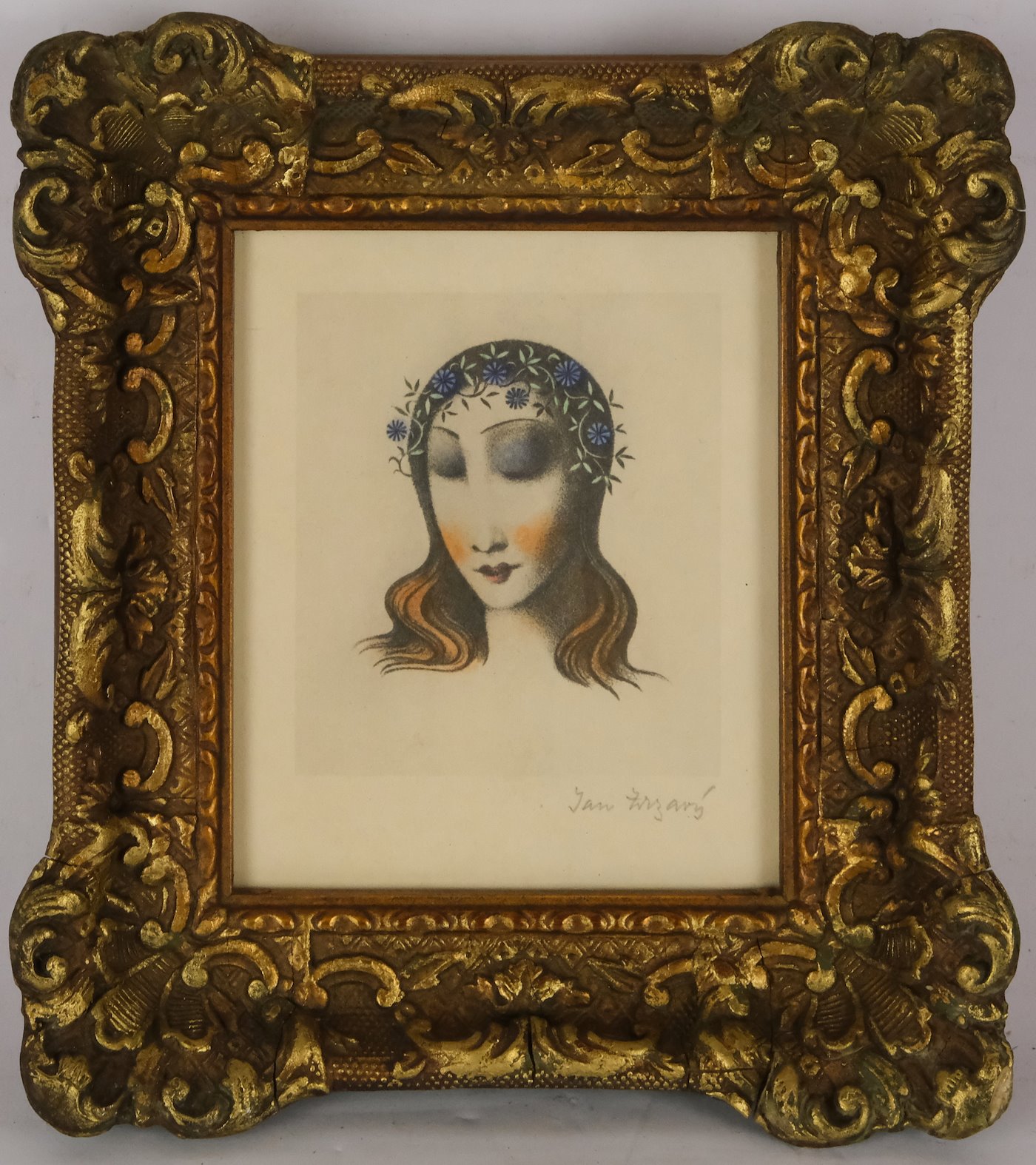 Jan Zrzavý - Dívka s květy ve vlasech
