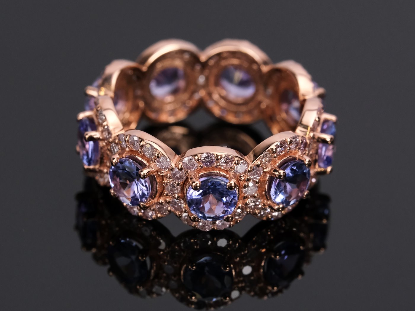 .. - Prsten s brilianty a tanzanity, zlato 585/1000, hrubá hmotnost 5,25 g