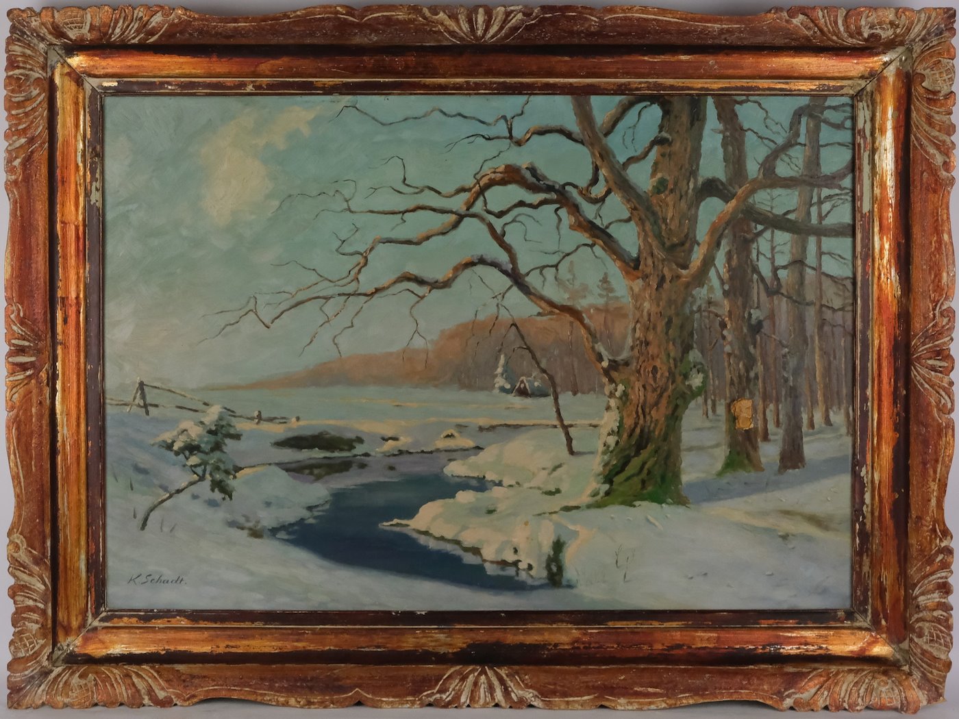 Karel Schadt - Zimní potok na kraji lesa