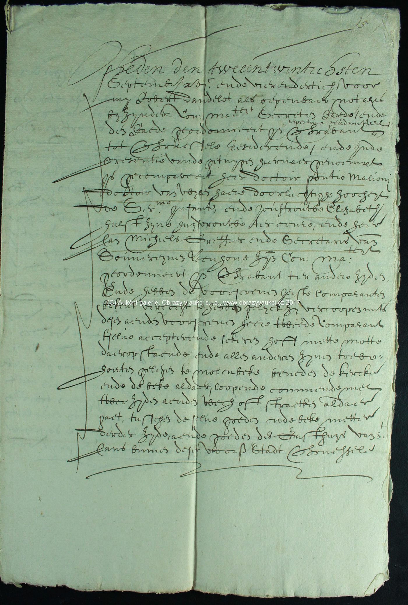 . - Stará listina z r. 1634