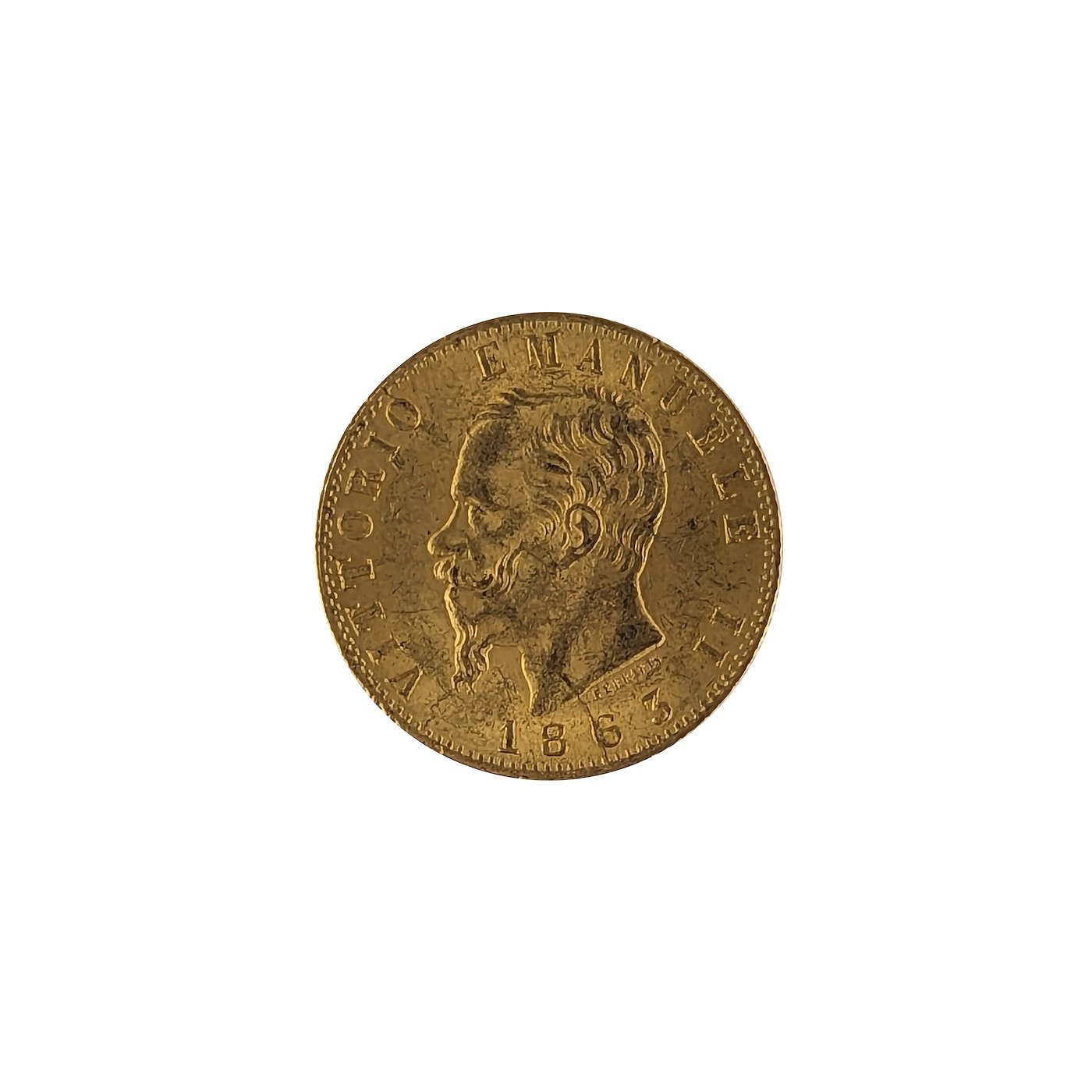 .. - Zlatá 20 Lira 1863 T Turín král Viktor Emanuel