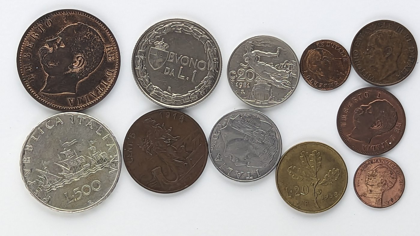 .. - Itálie stříbrná 500 Lira a 10 mincí od království po republiku