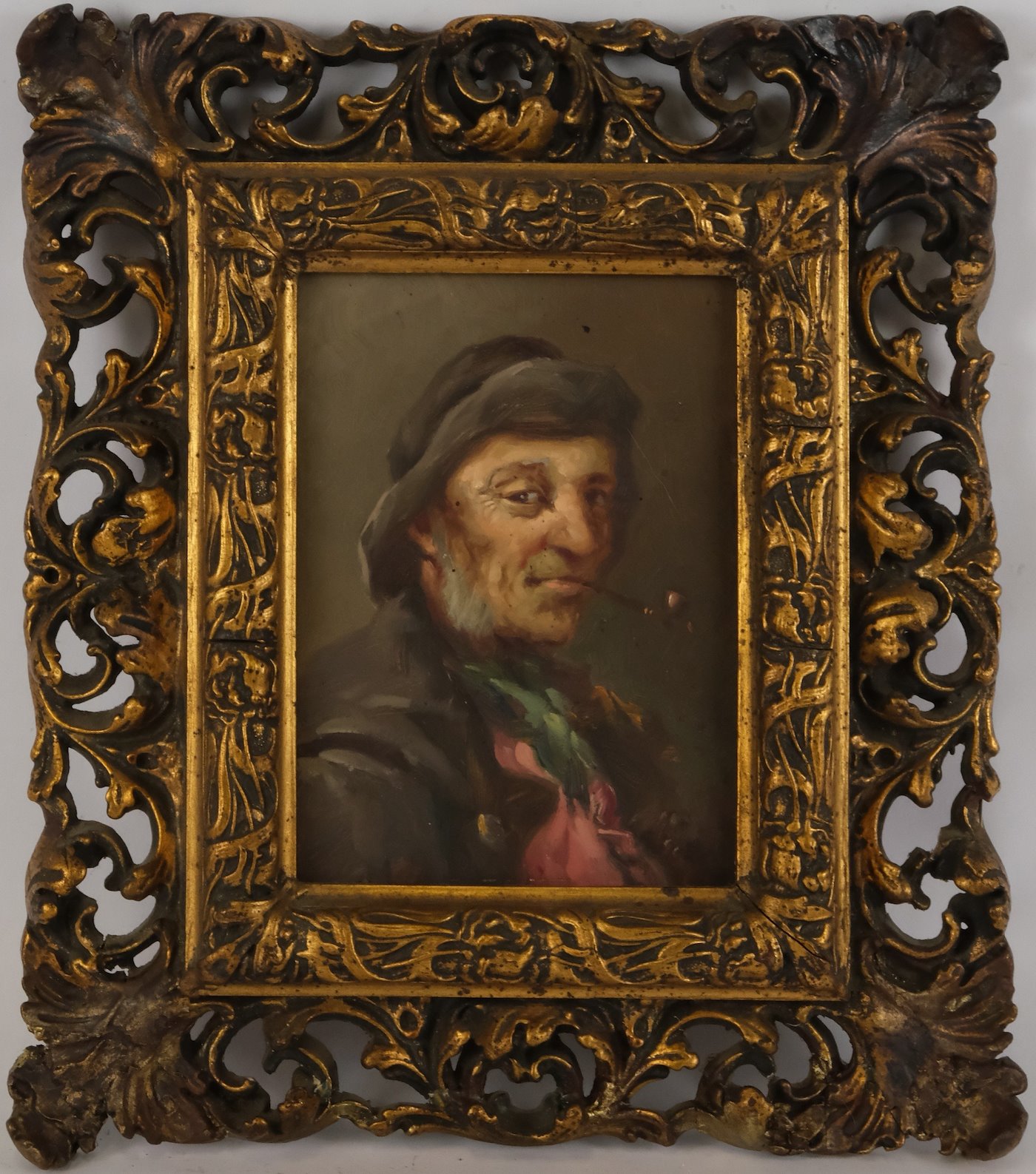 středoevropský malíř konce 19. stol. - Muž s dýmkou - Dekorativní rám