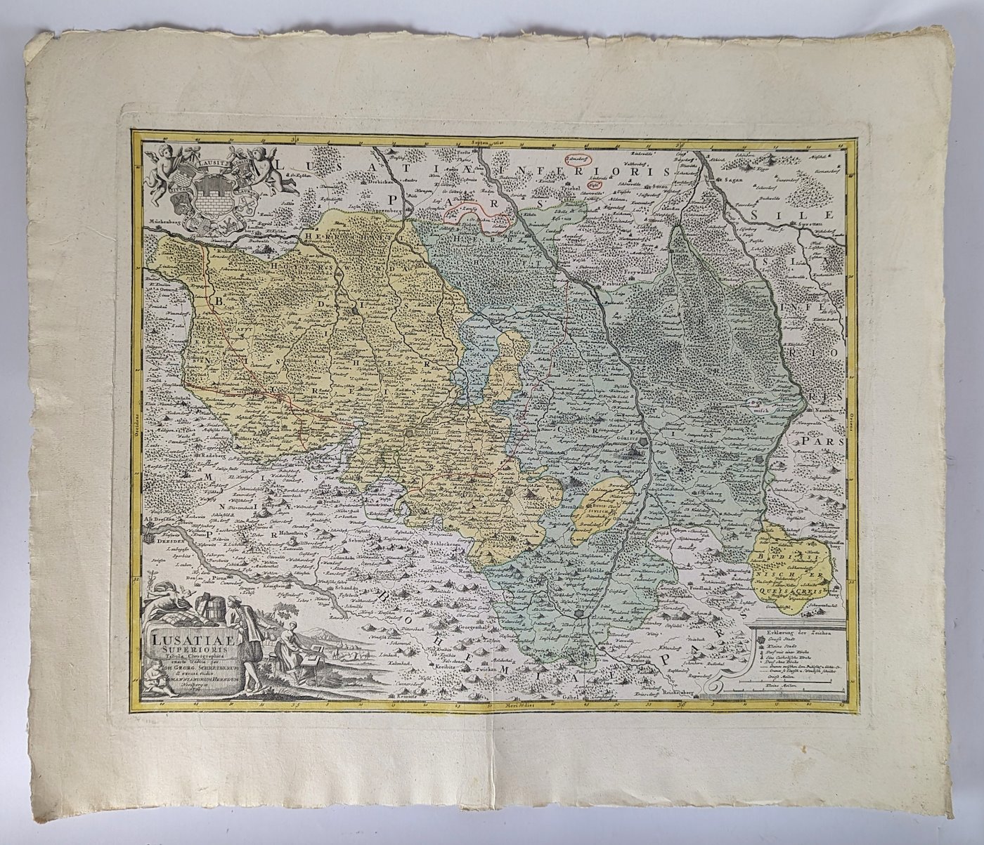 Homann dědicové - Mapa Horní Lužice