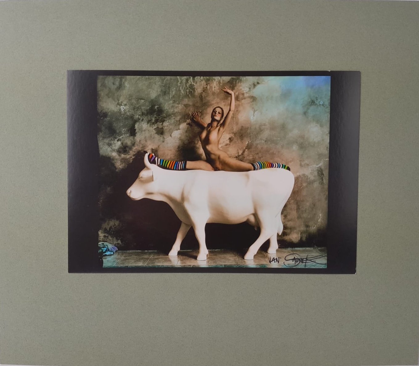 Jan Saudek - Gymnastka na krávě