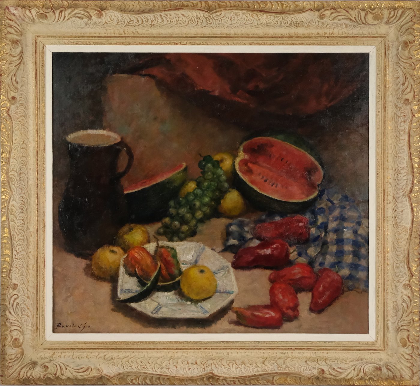 Antonín Bukolský - Zátiší s ovocem a paprikami