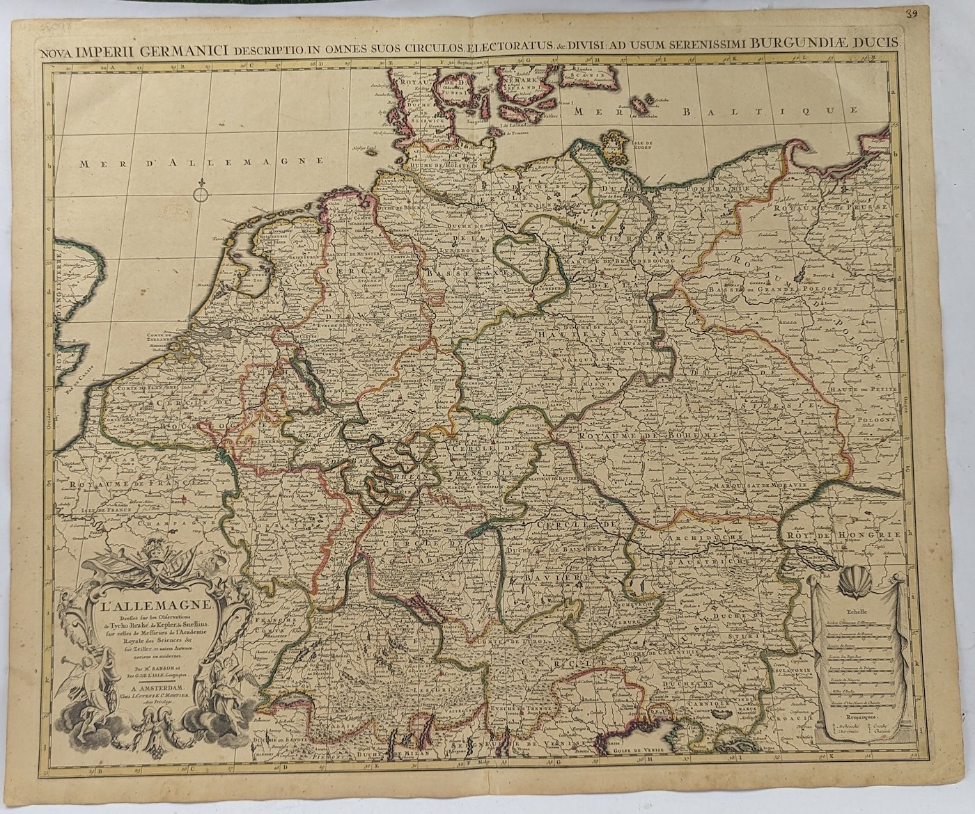 Guillaume de'L Isle - Mapa Německé říše včetně Čech a Moravy a vévodství Burgundsko
