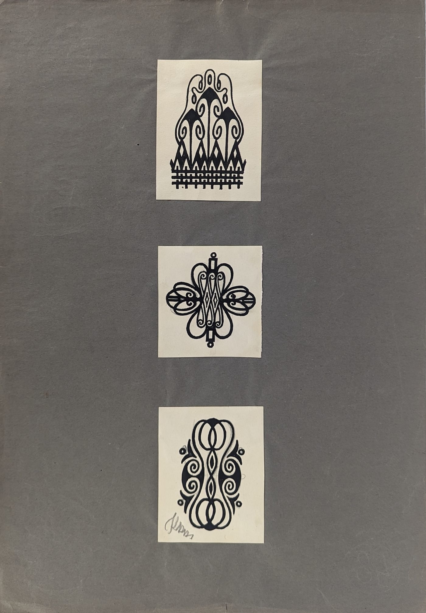 Jan Konůpek - Soubor 3 secesních ornamentálních návrhů 1909