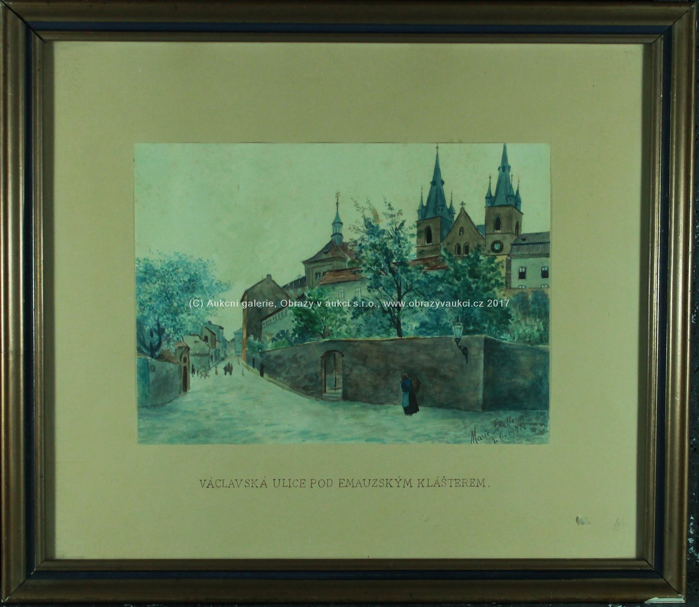 Marie Schellerová - Václavská ulice pod Emauzským klášterem