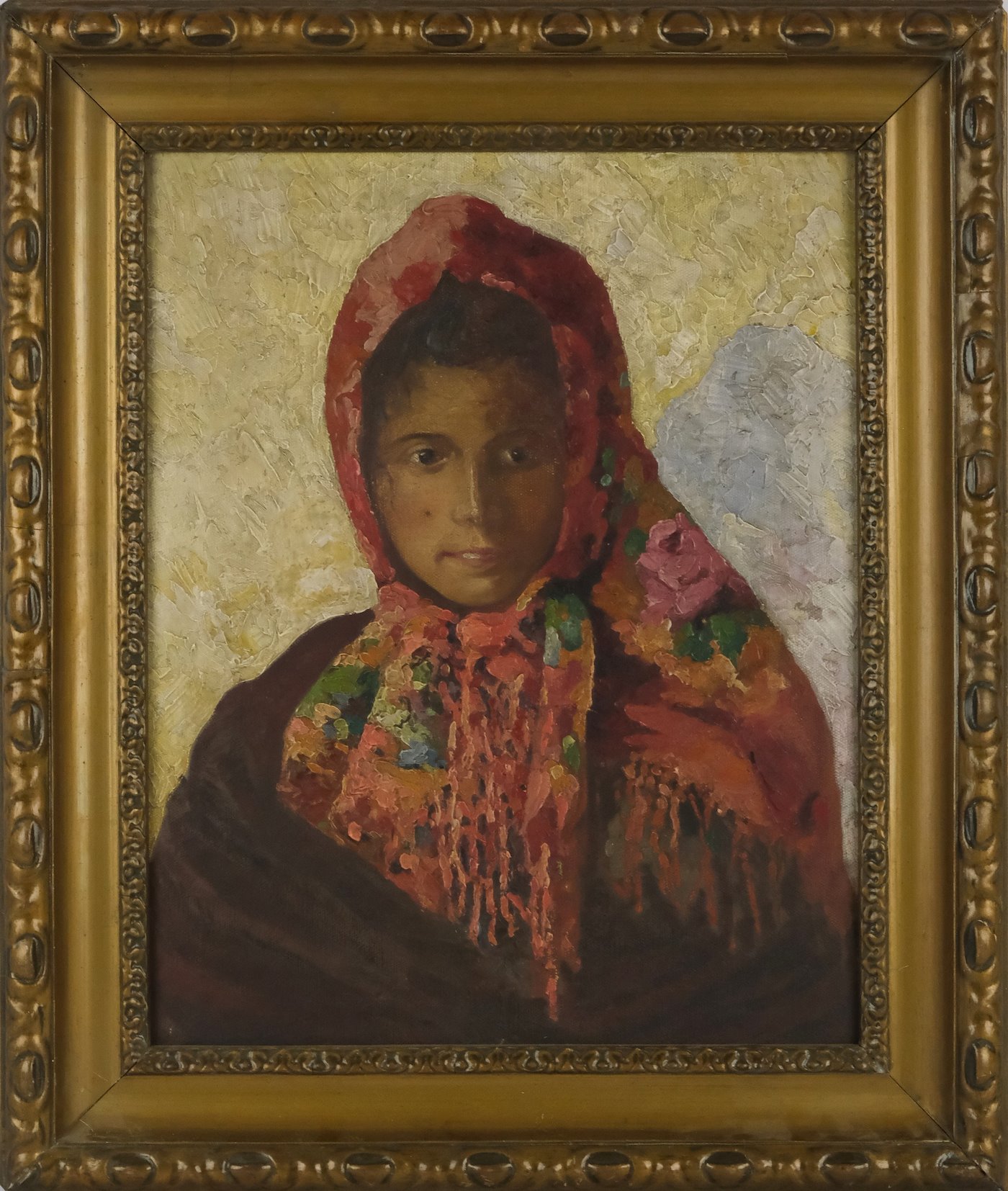 kvalitní český malíř 1.poloviny 20.století - Dívka v šátku