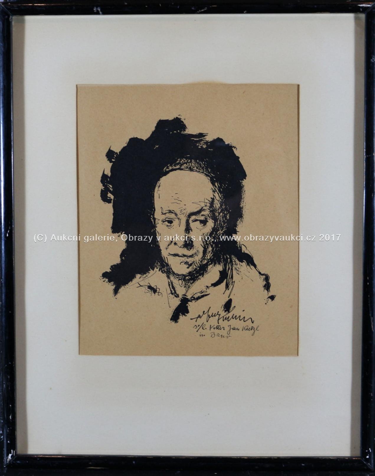 Alfred Kubin - Soubor 2 grafických prací - Autoportrét a Alter tempel