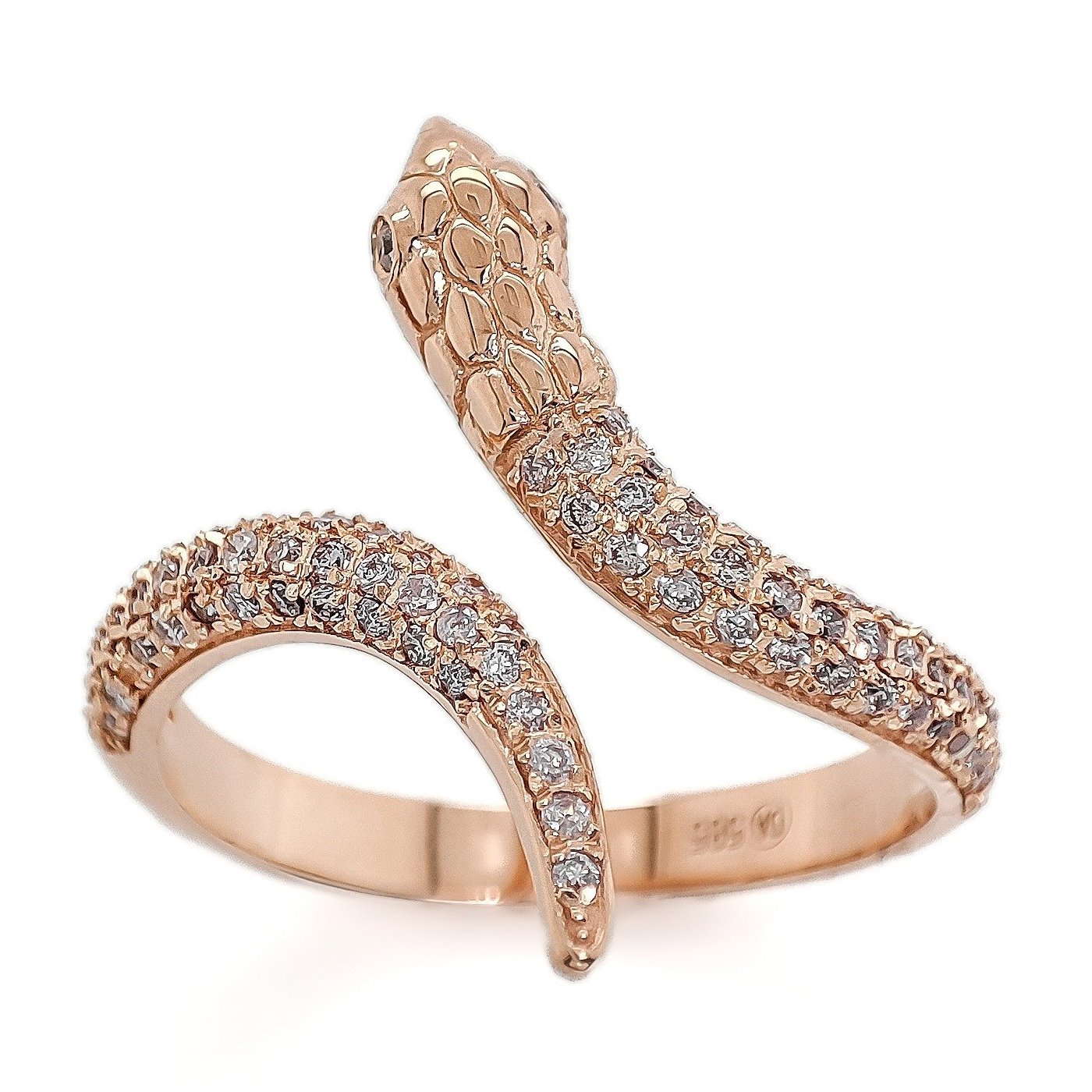 .. - Designový prsten s 0,42 ct Pink Diamanty,růžové zlato 585/1000, značeno platnou puncovní značkou "labuť", hrubá hmotnost 3,78 g