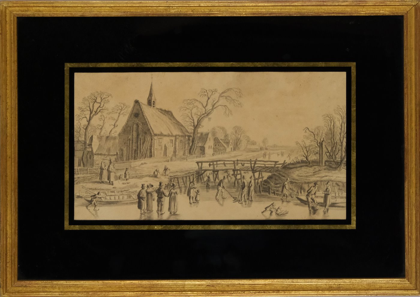 holandský malíř 19.století - Zimní radovánky
