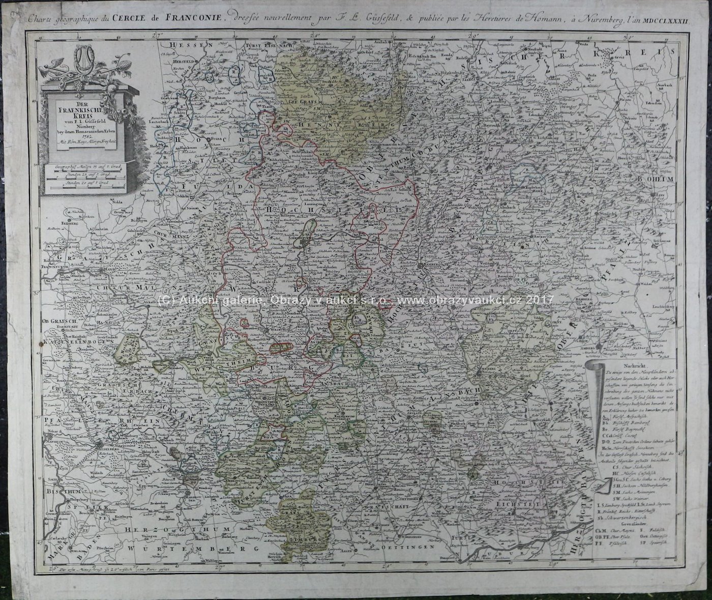. - 2x Mapa Franky - Německo, r. 1782 a 18. stol.