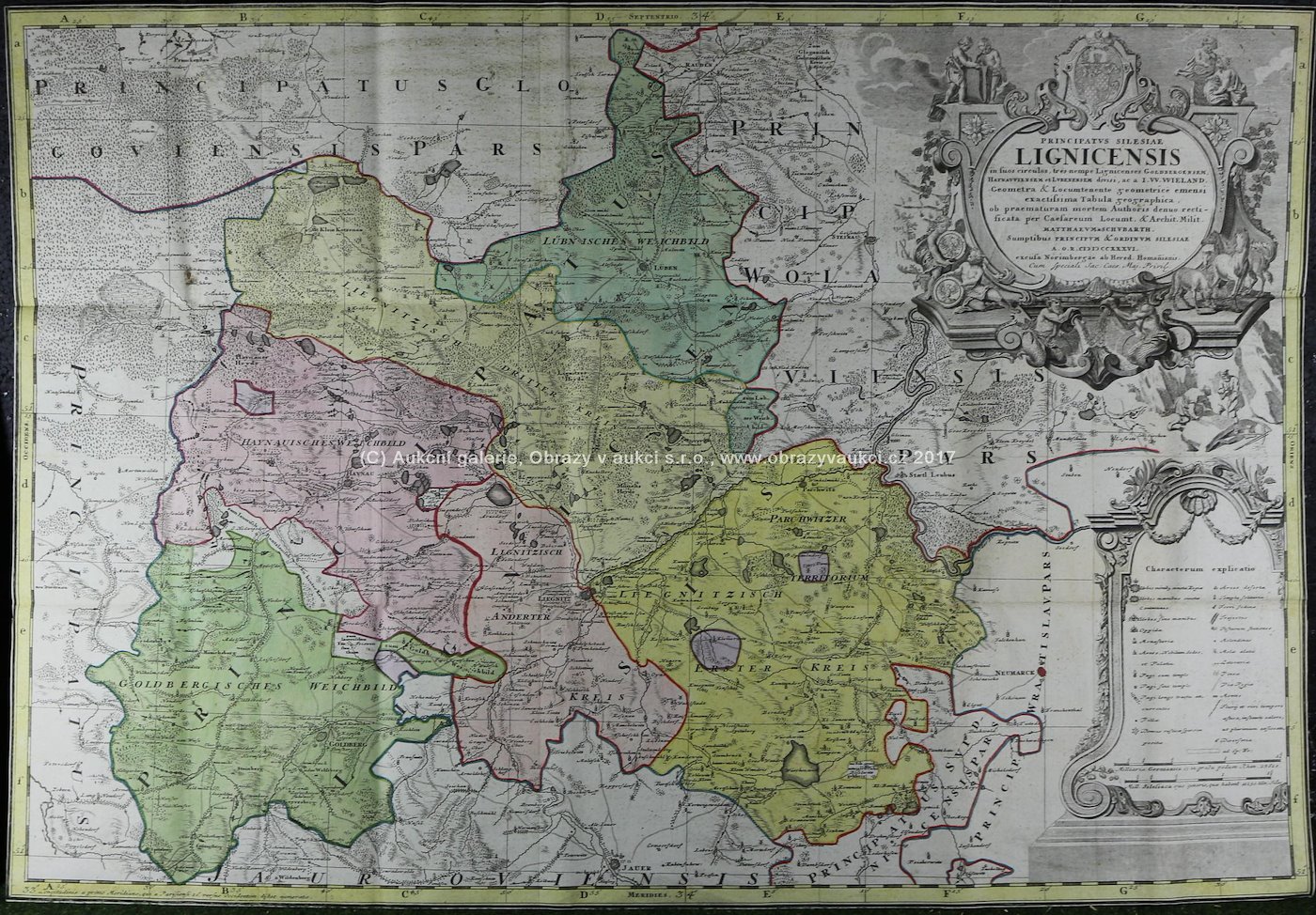 Mattheus Schubarth - Mapa Legnicka (město Legnica, nynější Polsko) ve Slezsku, r. 1736