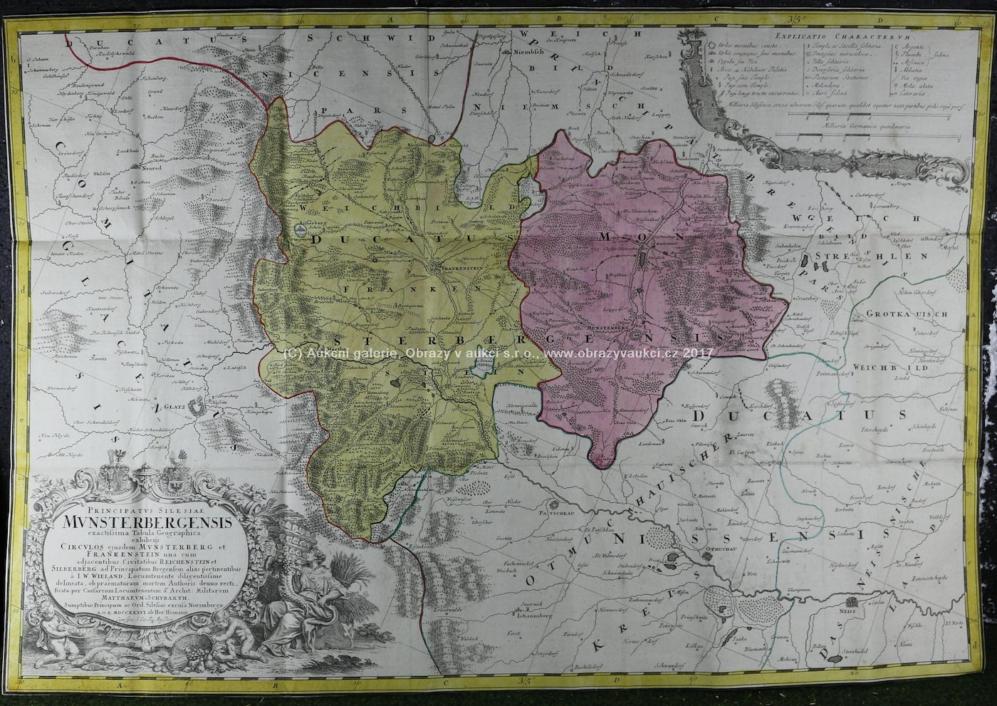 Mattheus Schubarth - Mapa Münsterbergska ve Slezsku, r. 1736