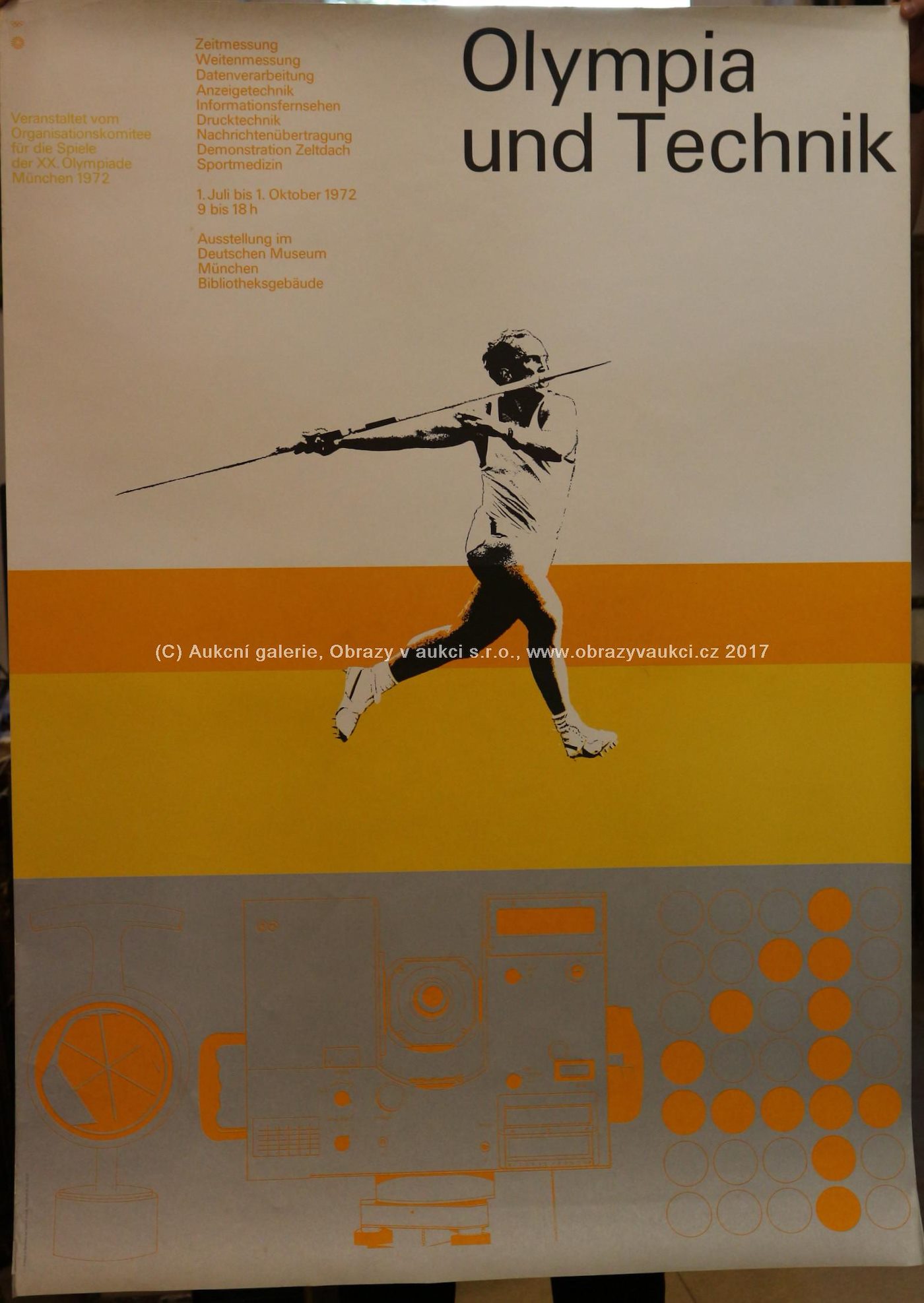D. Frinke, Aicher, Joksch, Wirthner, Nagy - Plakát Mnichovská olympiáda 1972 - Hod oštěpem