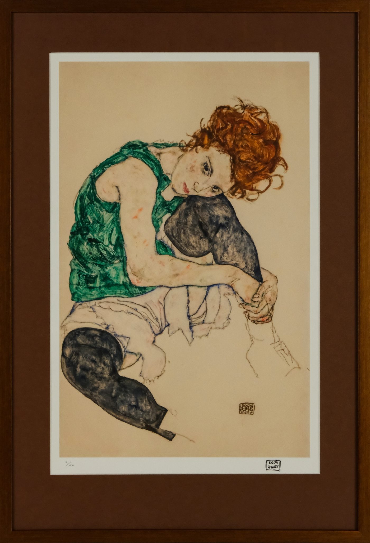 Egon Schiele - Sitzende Frau mit angezogenem Knie (Adéle Herms)